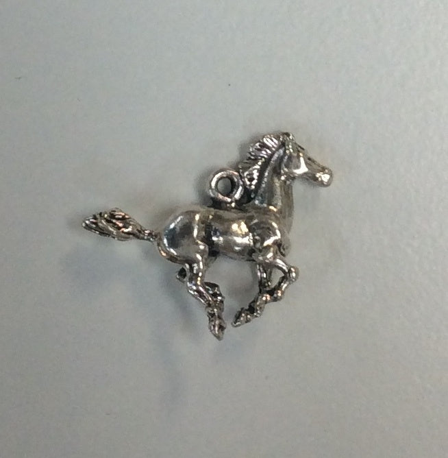 Sterling Silver Charm, Horse Galloping 3D