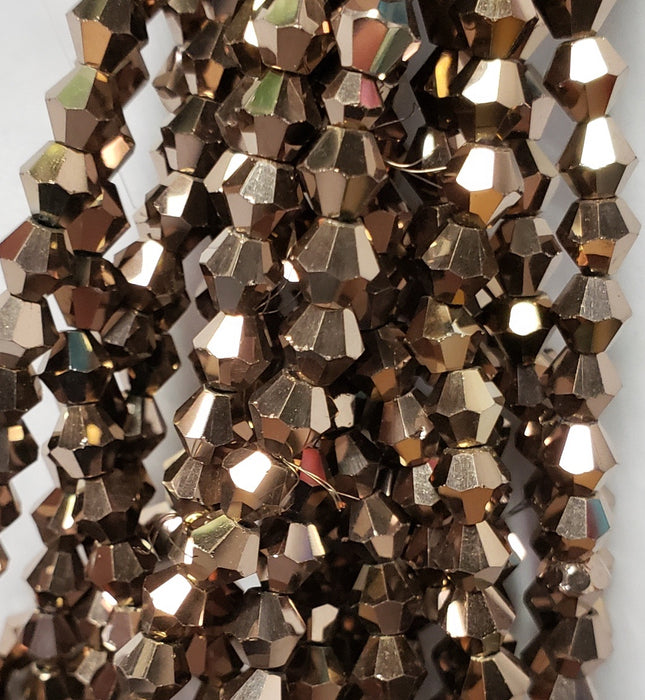 3MM BICONE CRYSTAL STRAND 18.5" METALLIC - HAZELNUT