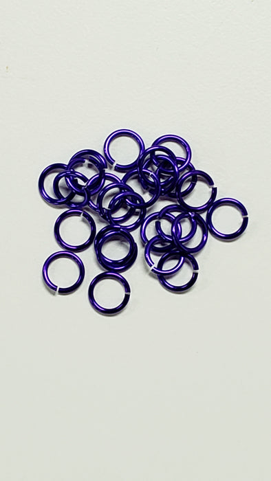 Jump Rings Purple Aluminum 18swg 1/4(6.7mm)ID 5.6AR
