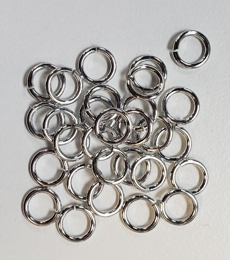 Jump Rings Bright Aluminum 100pc 18swg 1/4" (6.7mm) ID 5.6AR