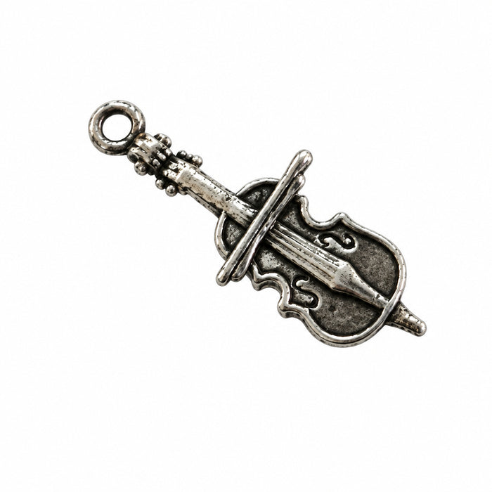 Sterling Silver Charm, Violin 3D