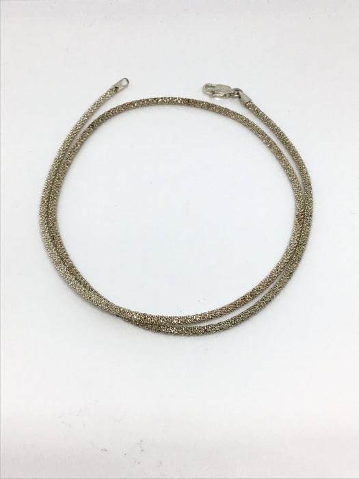 Bright Sterling Silver Knit Necklace Chain 18”