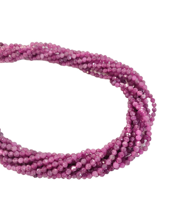 2mm Microfaceted Ruby Bead Strand 16"