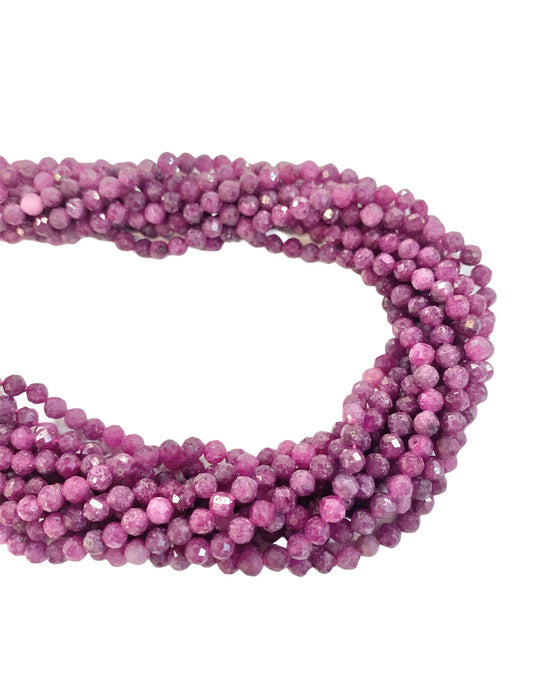 4mm Microfaceted Ruby Bead Strand 16"